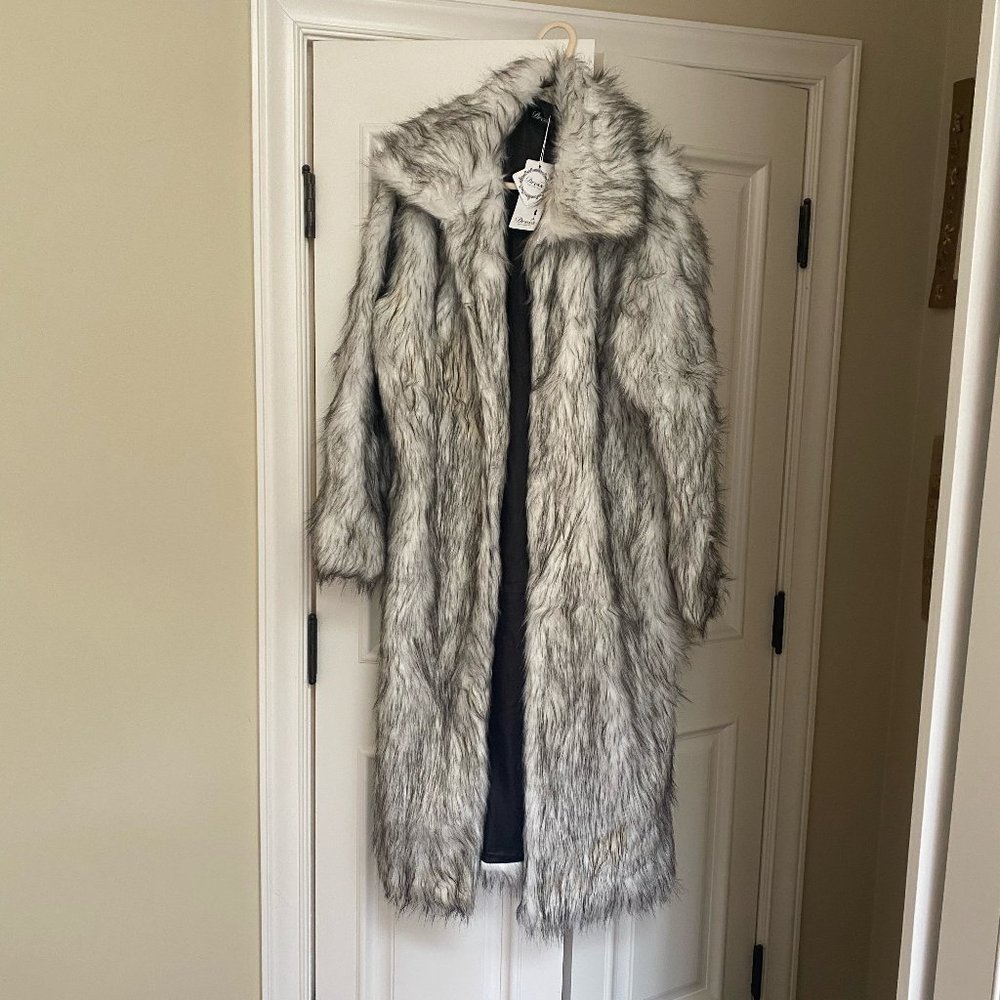 Faux fur long coat